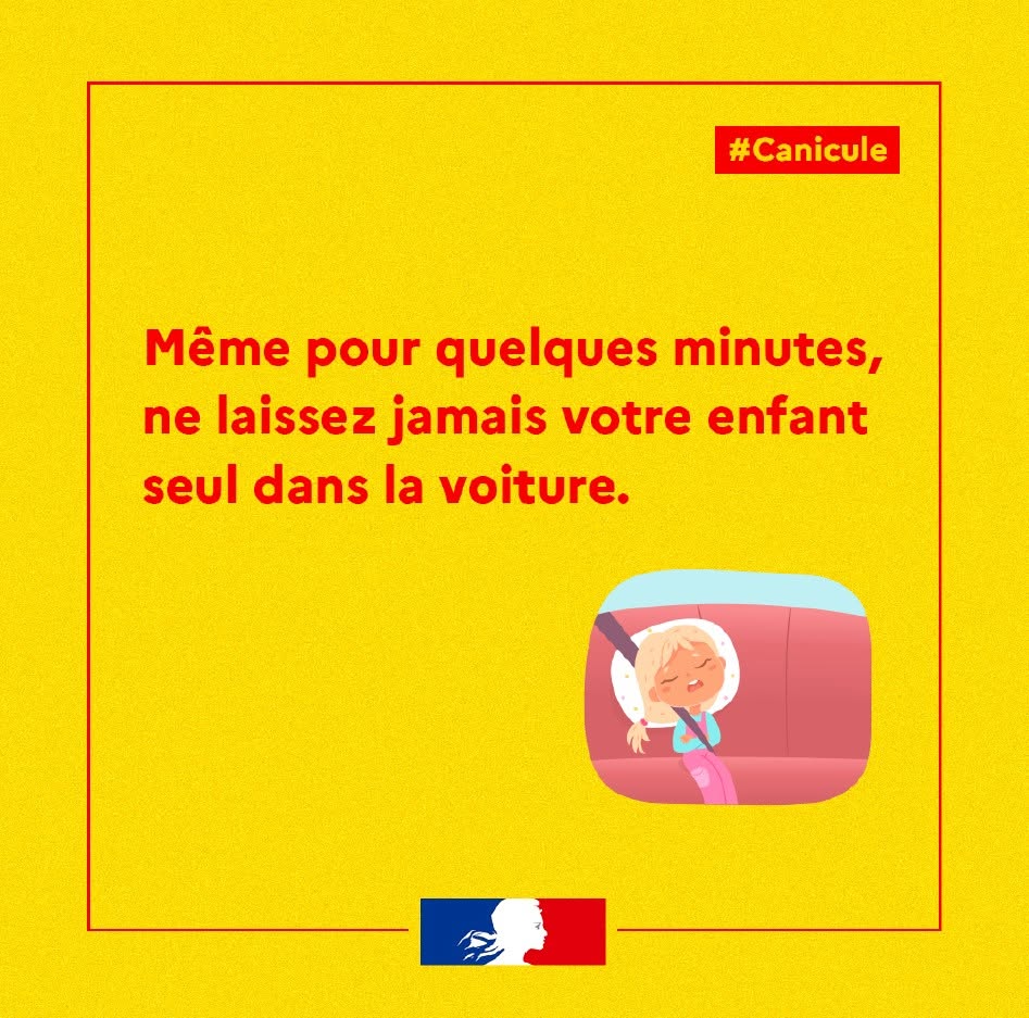 Ne jamais laisser l'enfant seul dans la voiture